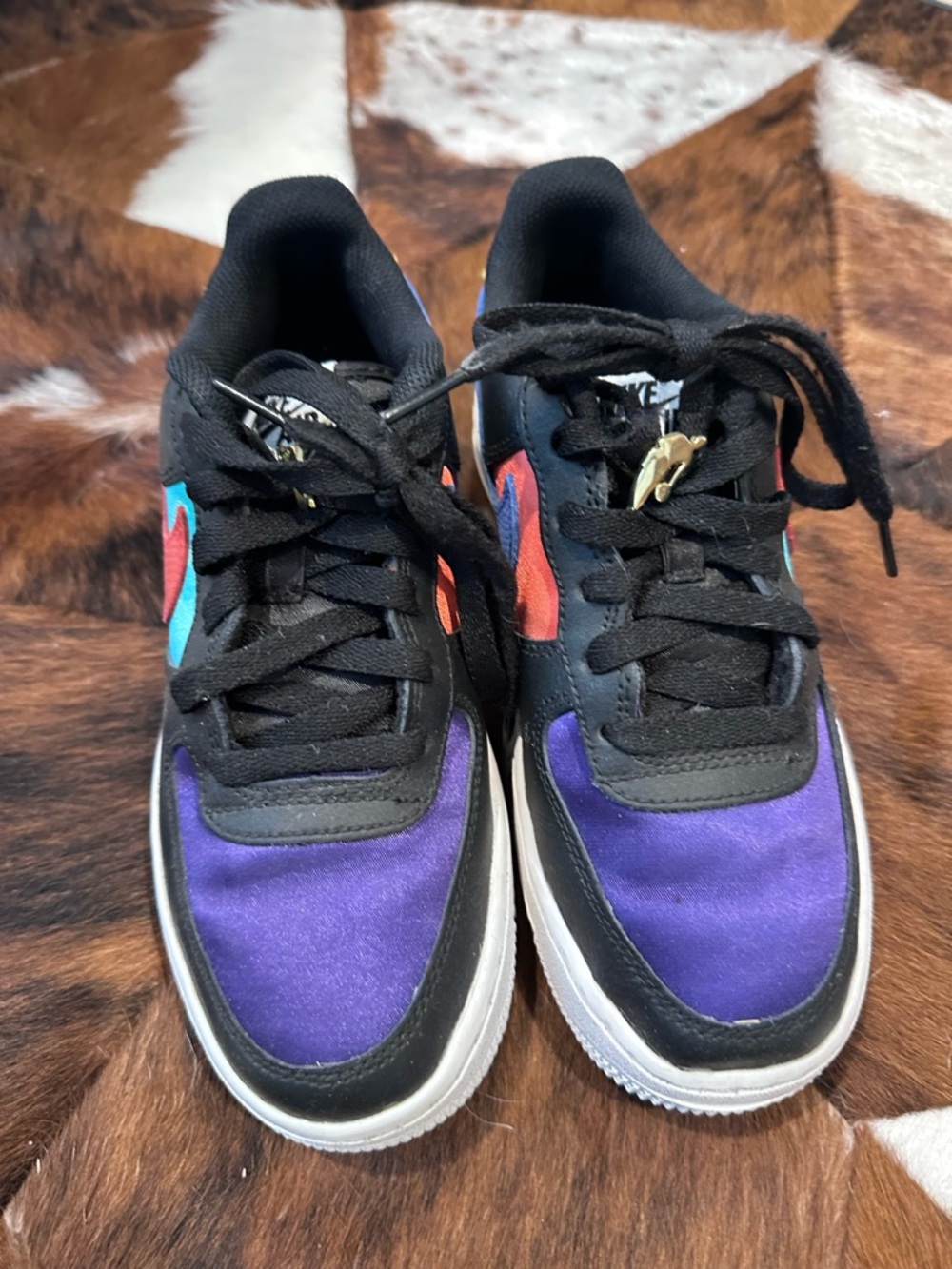 Nike Black Sneakers with Teal Panel and Red Swoosh